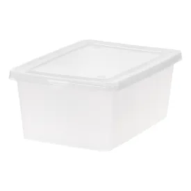 14.5 Quart Plastic Storage Bin Tote Organizing Container with Latching Lid for Shoes, Heels, Action Figures, Crayons/Pens, Art Supplies, Stackable and Nestable, 4 Pack, Clear