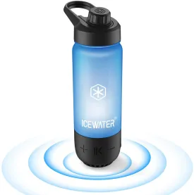 3-in-1 Smart Water Bottle(Glows to Remind You to Stay Hydrated) Bluetooth Speaker Music Dancing Lights,22 oz,Stay Hydrated, Enjoy Music (14-Black)