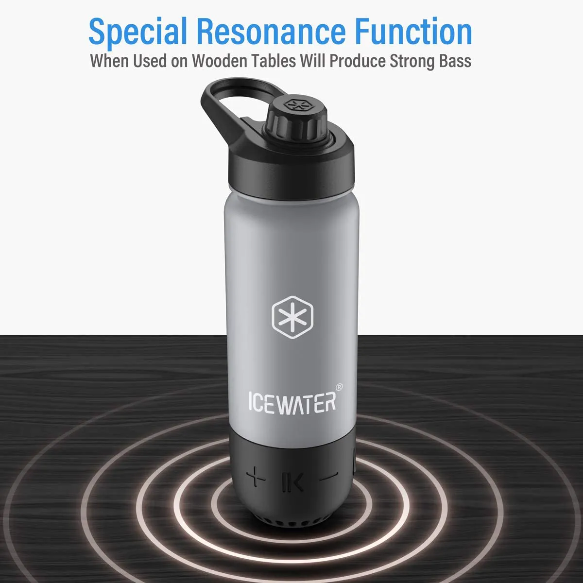 3-in-1 Smart Water Bottle(Glows to Remind You to Stay Hydrated) Bluetooth Speaker Music Dancing Lights,22 oz,Stay Hydrated, Enjoy Music (14-Black)