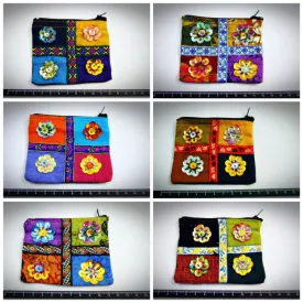 Assorted set of 10 Thai Hand Made Flower Coin Purse