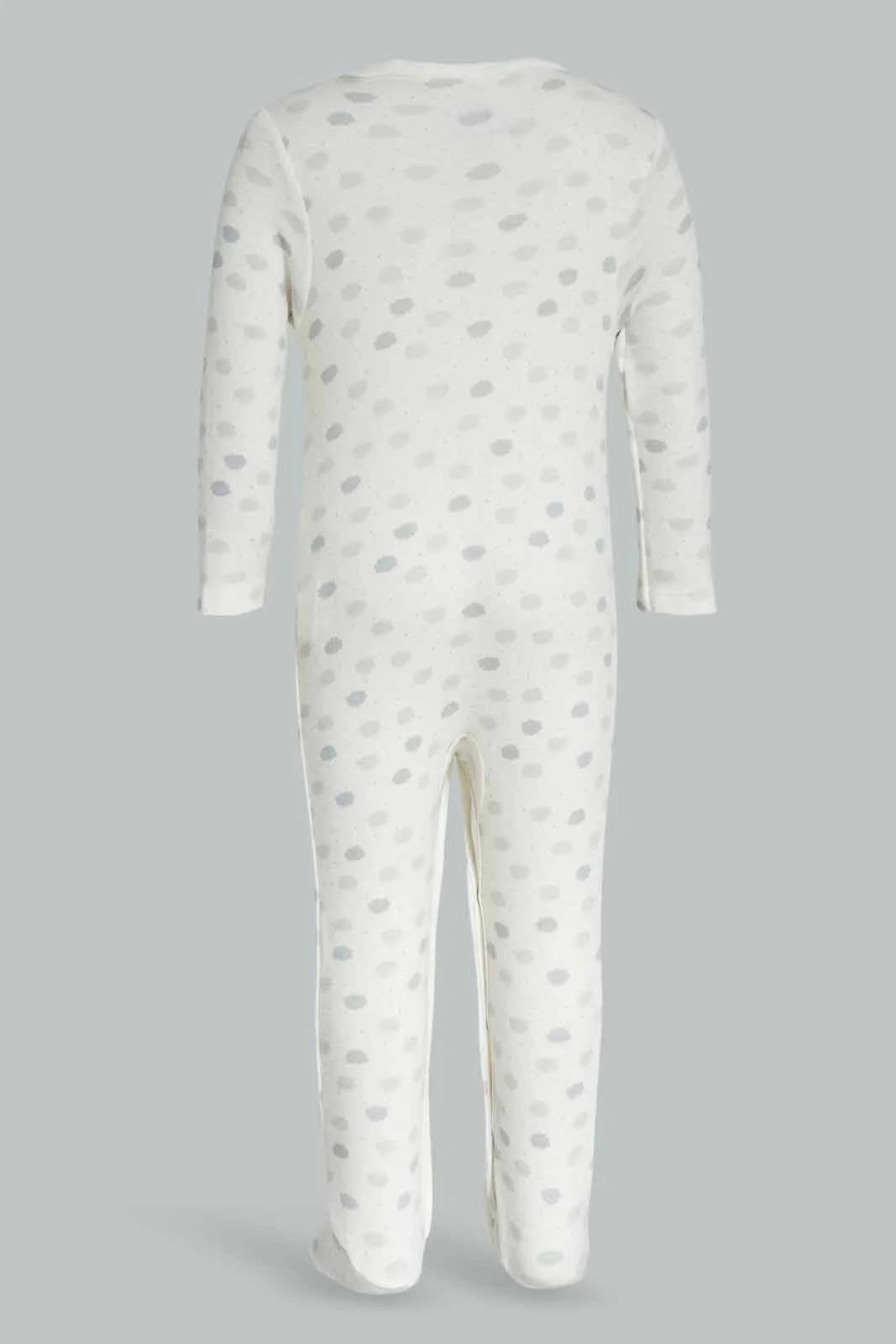 Babies Grey Printed Sleepsuit Set (Pack Of 3 )