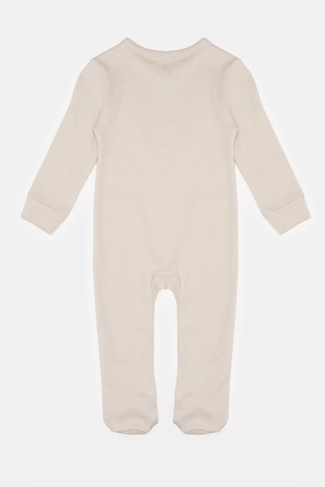 Baby Beige Embroidered Sleepsuit