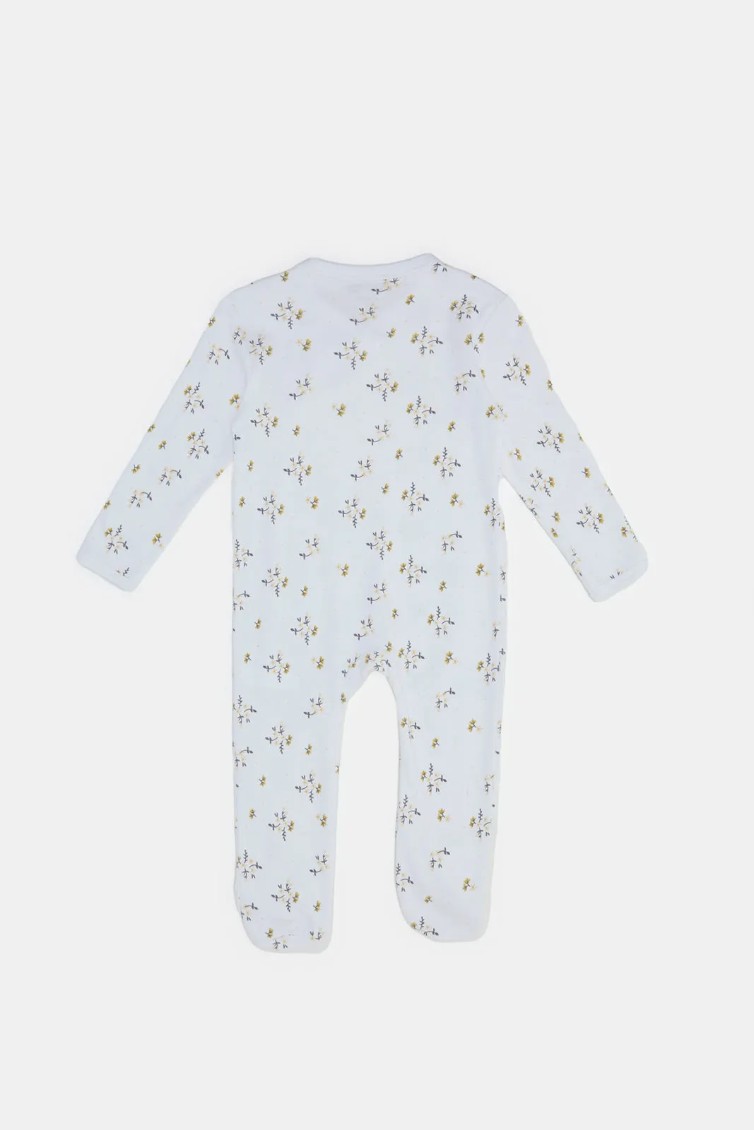 Baby Beige Printed Sleepsuit Set (Pack of 2)