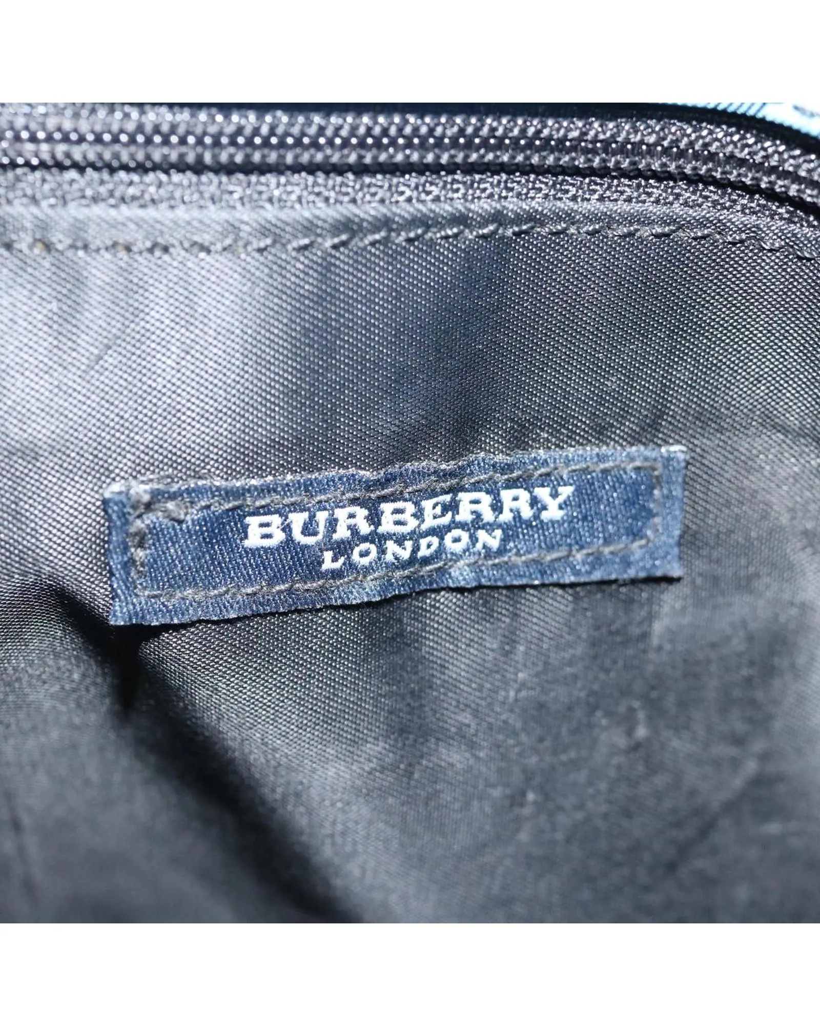 Blue Nylon Tote Bag with Burberrys Iconic Check Print