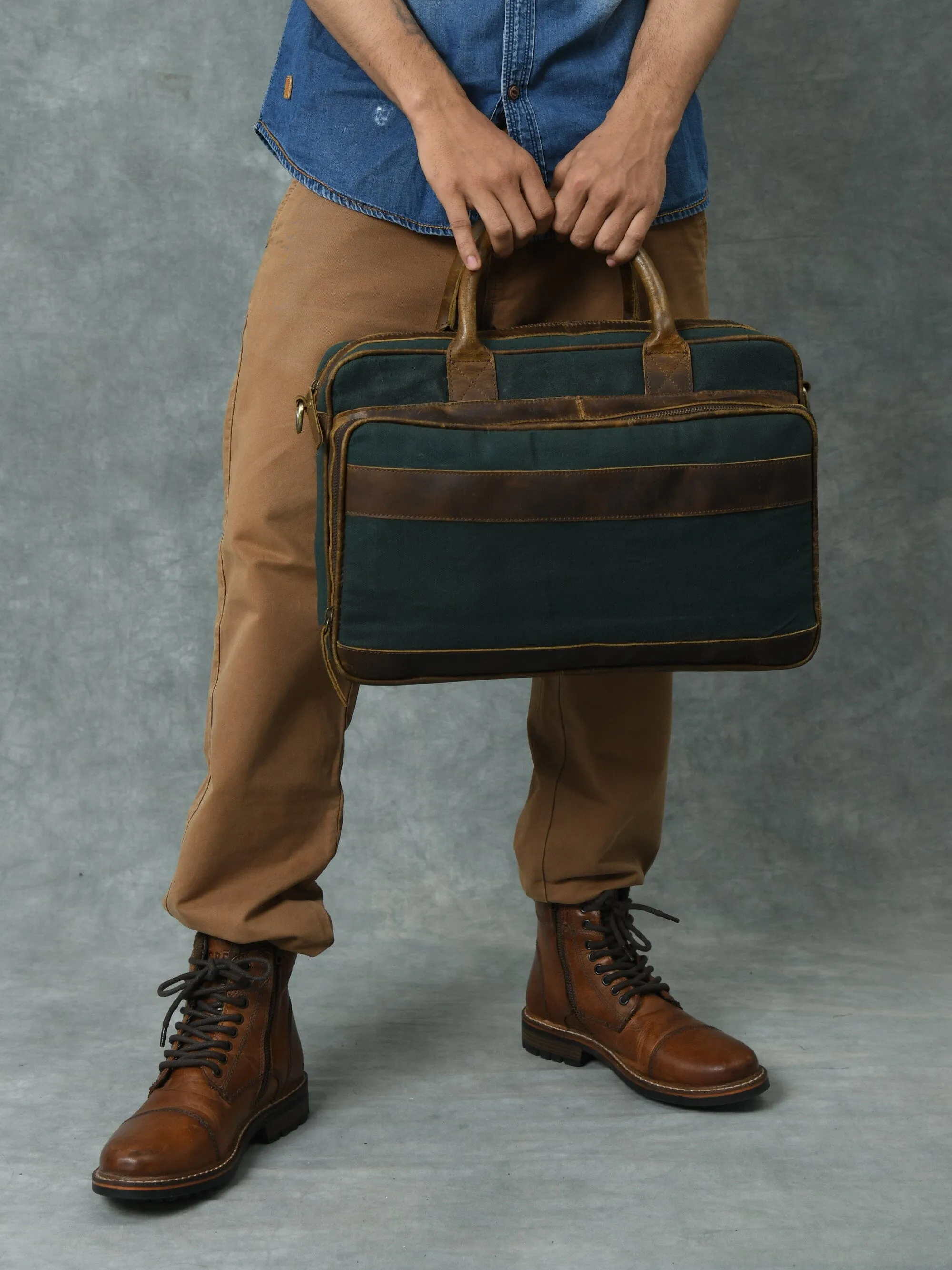 Canvas Green Briefcase