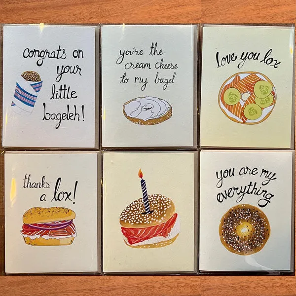 Drawn Goods bagel greeting cards