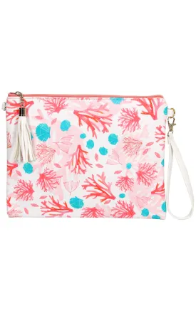 EAB9357 Pink Coral Print Crossbody/Clutch (L)