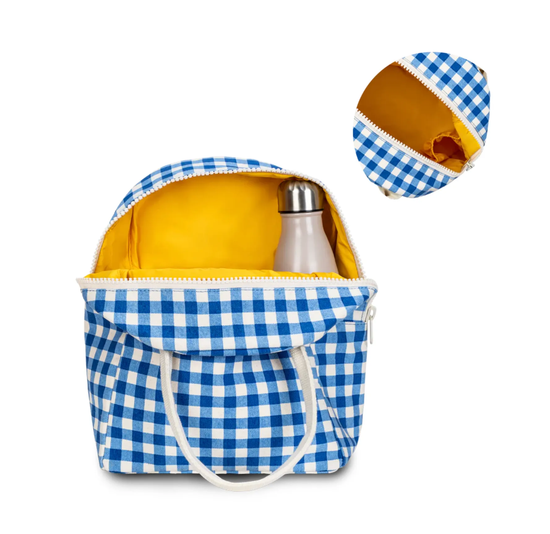 Fluf Zipper Lunch Bag - Blue Gingham