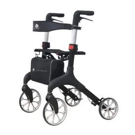 Foldable Wheeled Walker with Adjustable Height, 9-Inch Front and 8-Inch Rear Wheels, 300 lb Capacity