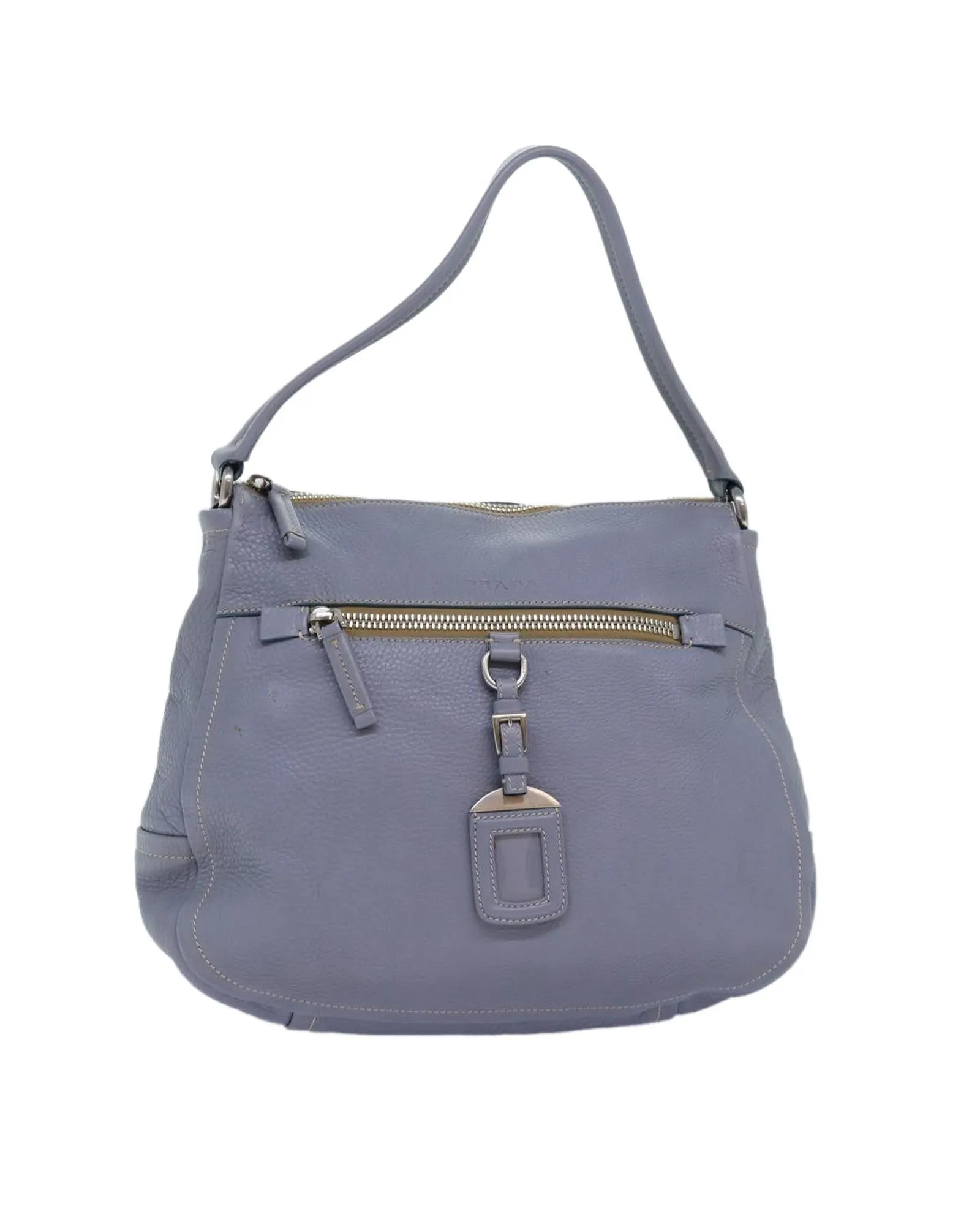 Gray Leather Tote Bag by Prada