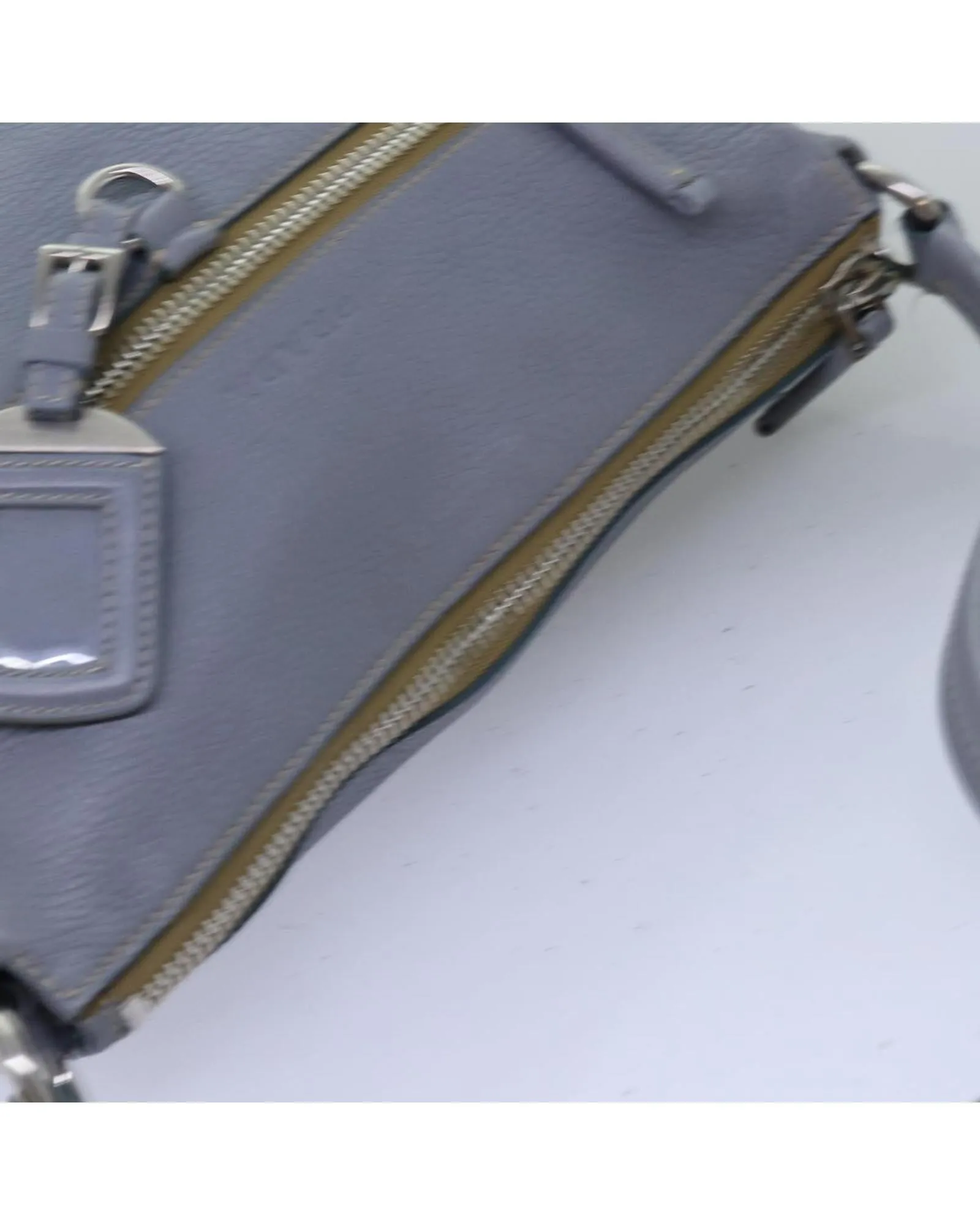 Gray Leather Tote Bag by Prada