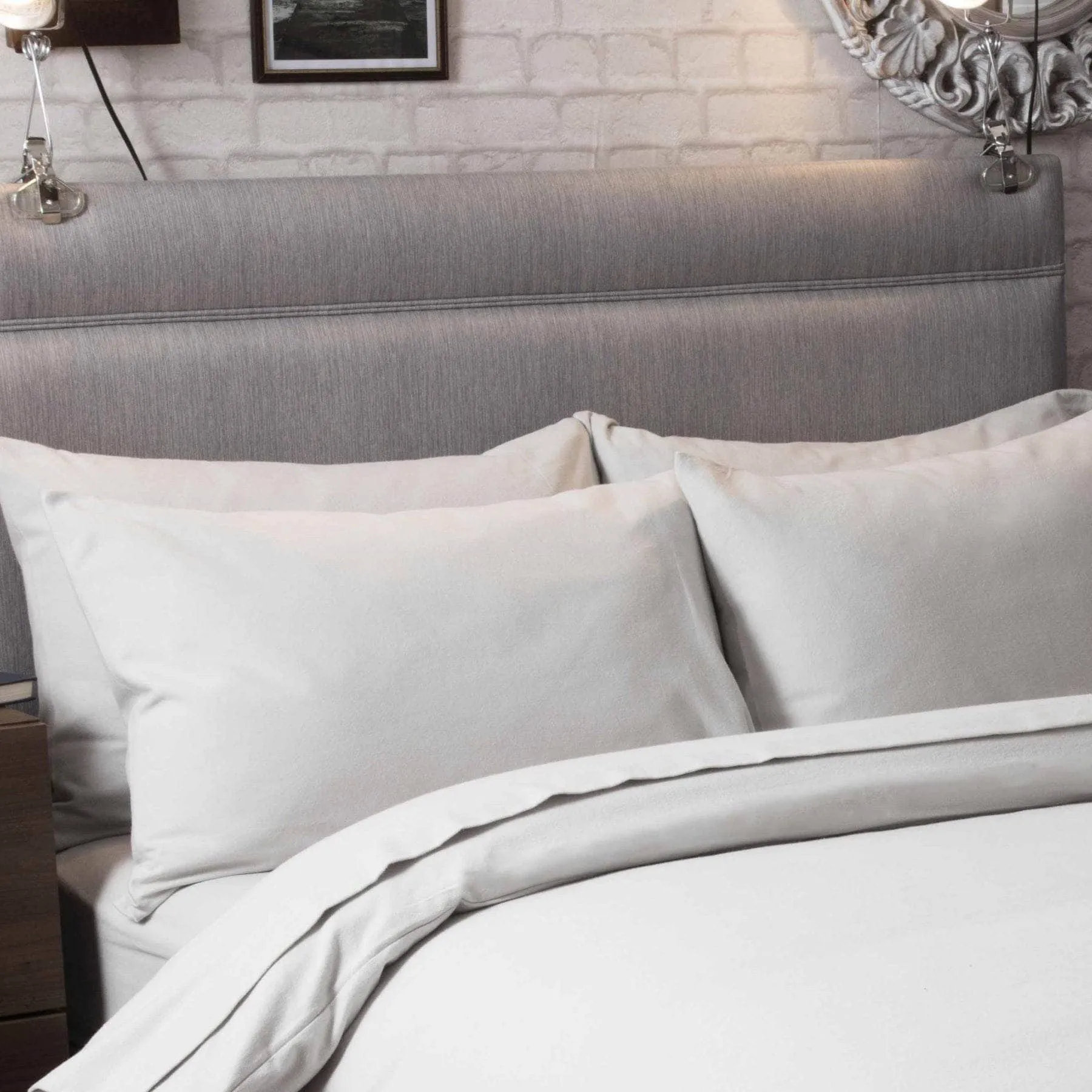 Grey Brushed Cotton Duvet Set - Multiple Sizes