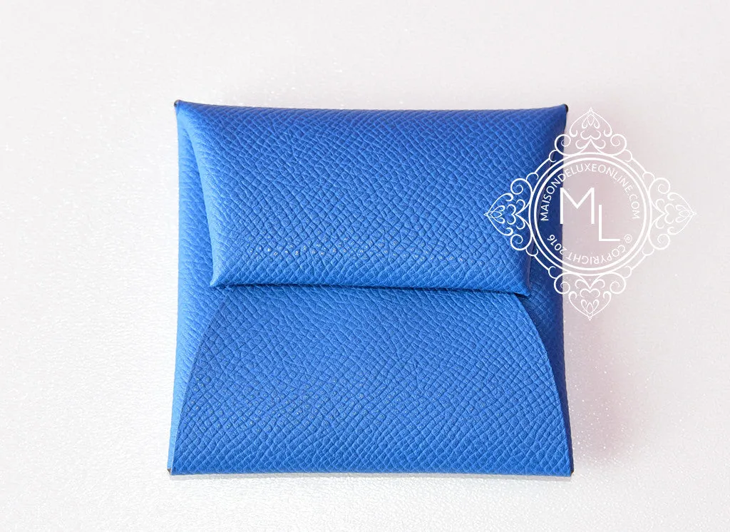 Hermes Blue Mykonos Epsom Bastia Change Purse