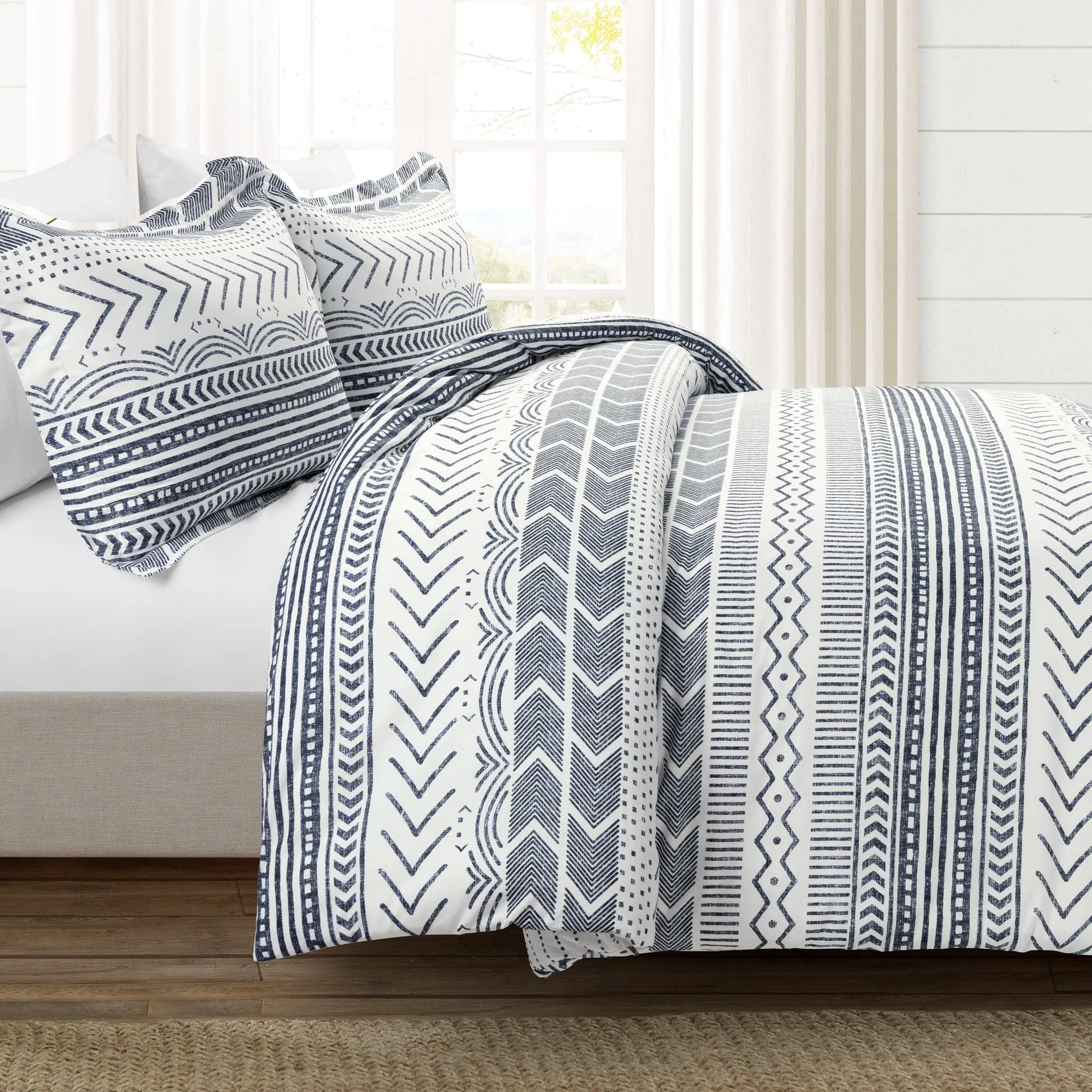 Hygge Geo Reversible Cotton Duvet Cover 3 Piece Set