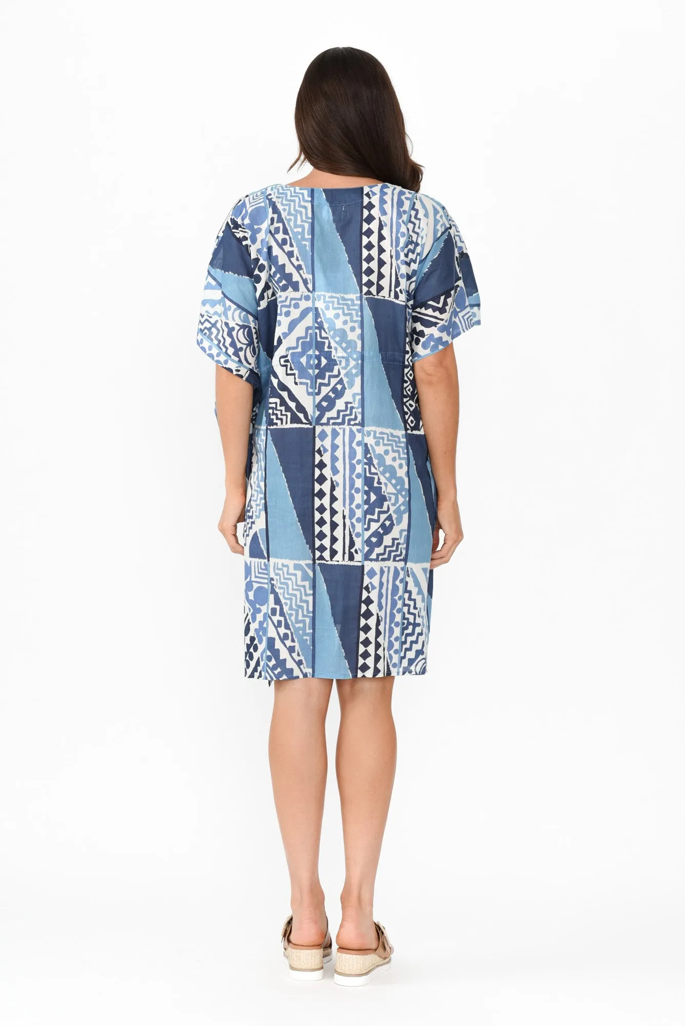 Isabel Blue Motif Cotton Kaftan