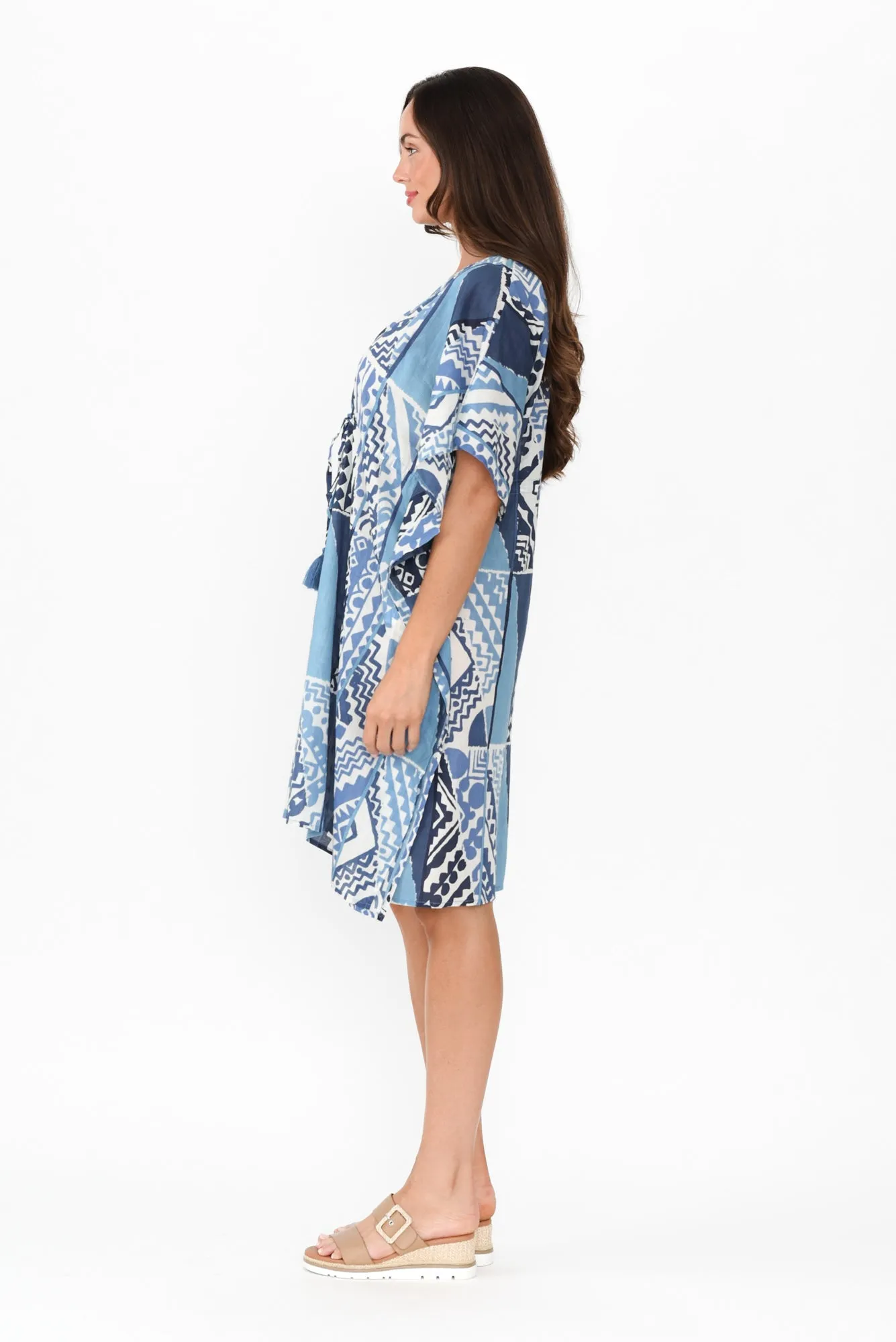 Isabel Blue Motif Cotton Kaftan