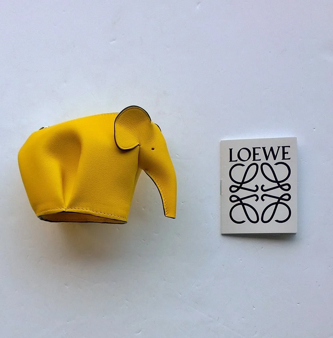 Loewe Leather Elephant Coin Purse in Yellow