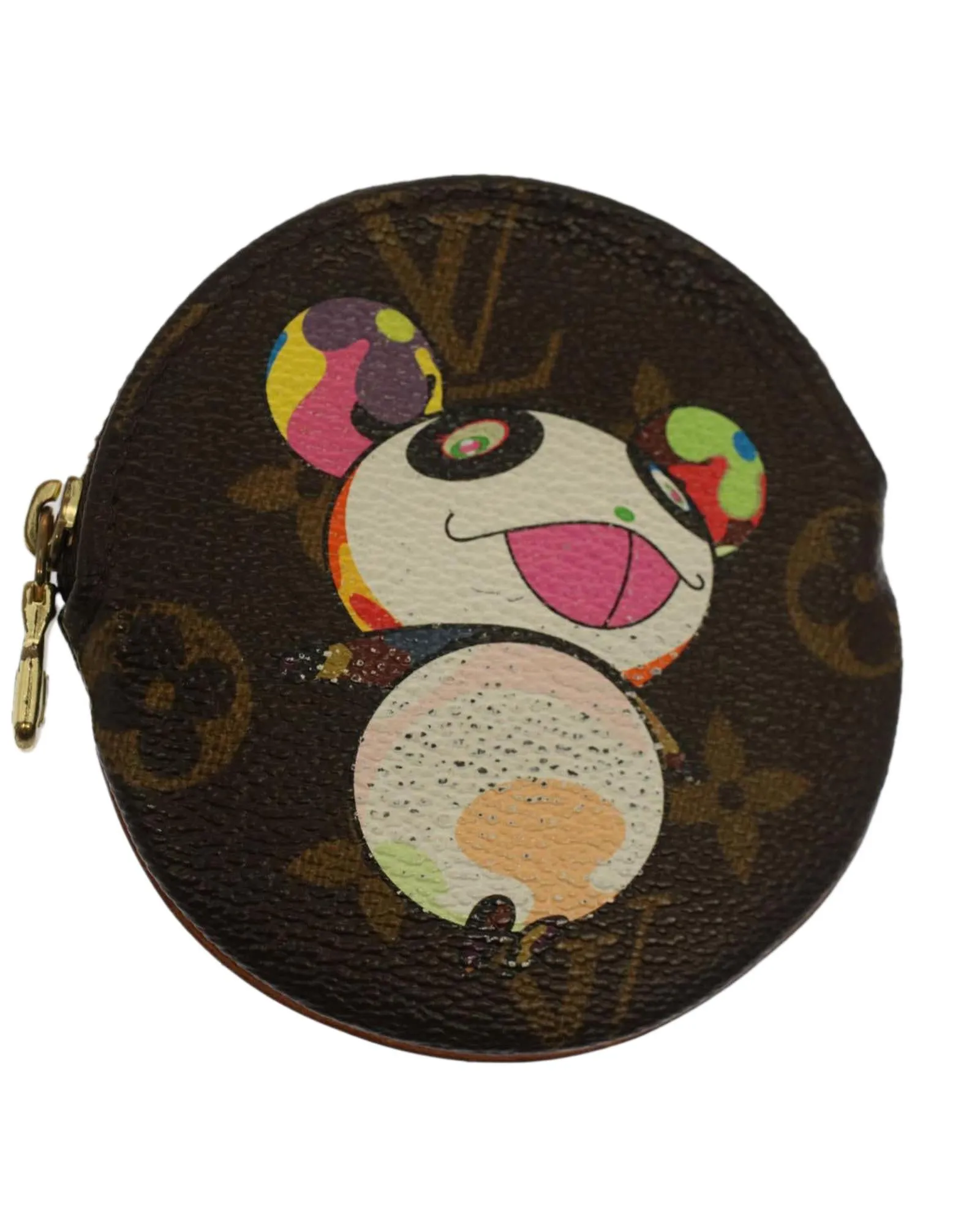 LOUIS VUITTON Panda Coin Purse M61902 Brown Takashi Murakami