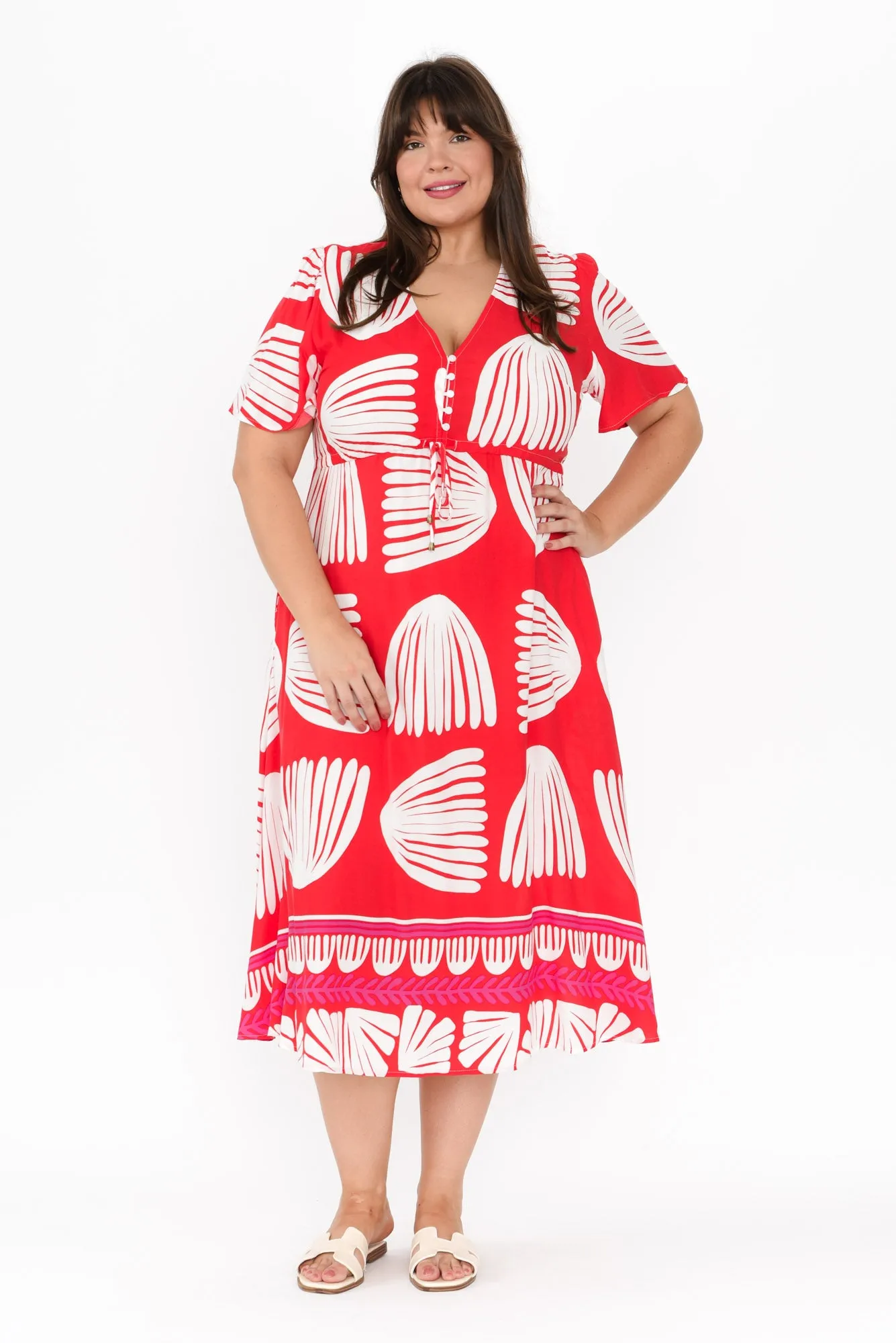 Lynton Red Shell Tie Dress