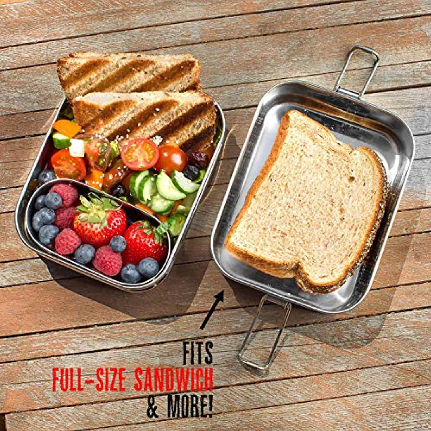 Stainless Steel 3-in-1 Bento Lunch Box with Pod Insert - Holds 6 Cups of Food - Eco-Safe, Healthy, Durable Lunch Container for Kids and Adults