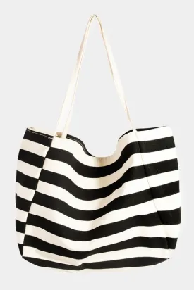 Stripe Contrast Tote Bag