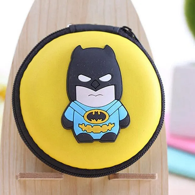 Women Silicone Coin Purse Cartoon Superman Spiderman Round Headset Bag Samll Change Purse Wallet Pouch Bag For Kids Girl Gift