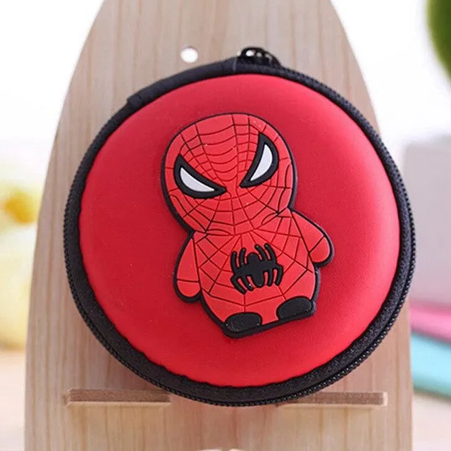 Women Silicone Coin Purse Cartoon Superman Spiderman Round Headset Bag Samll Change Purse Wallet Pouch Bag For Kids Girl Gift