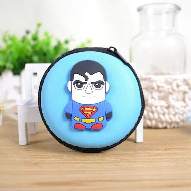 Women Silicone Coin Purse Cartoon Superman Spiderman Round Headset Bag Samll Change Purse Wallet Pouch Bag For Kids Girl Gift