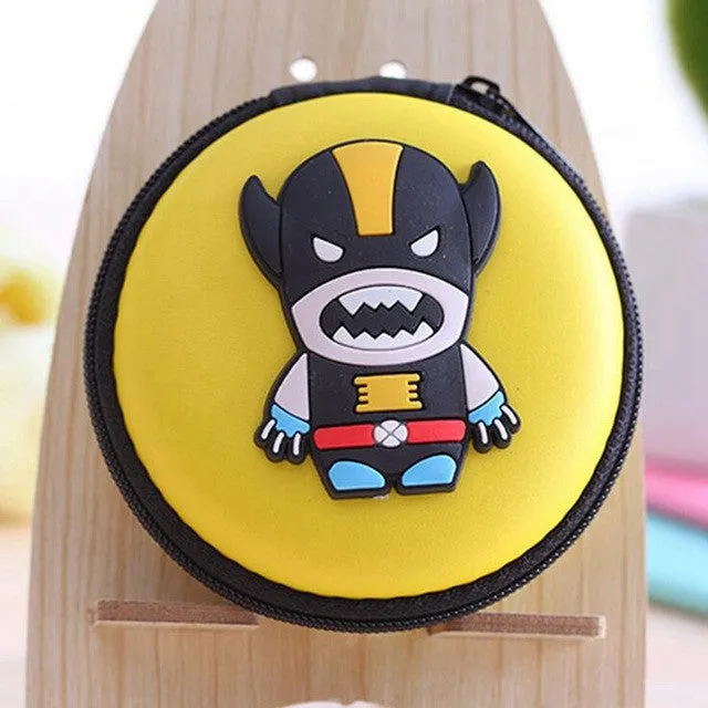 Women Silicone Coin Purse Cartoon Superman Spiderman Round Headset Bag Samll Change Purse Wallet Pouch Bag For Kids Girl Gift