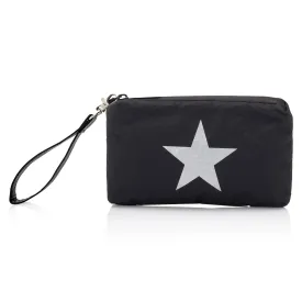 Zip Wristlet in Black with Silver Star