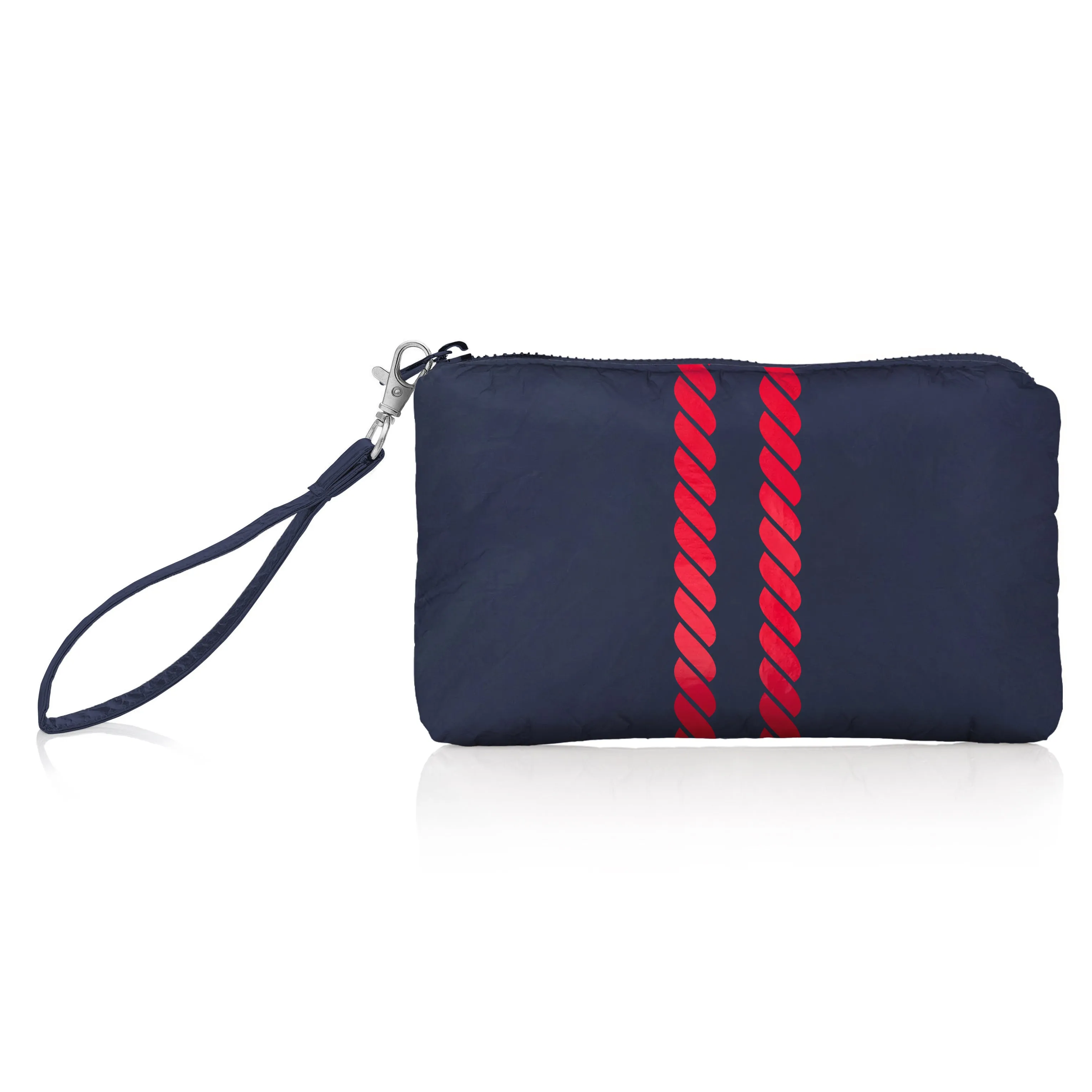 Zip Wristlet - Nautical Rope Stripes in Matte Navy and Red