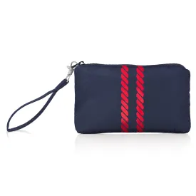 Zip Wristlet - Nautical Rope Stripes in Matte Navy and Red